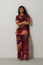 Poppies Relaxed Co-ord Set - Mulberry