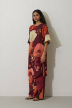 Poppies Embroidered Curved-Hem Set - Mulberry