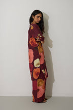 Poppies Embroidered Curved-Hem Set - Mulberry