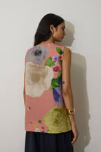 Poppies V-Neck Top - Peach
