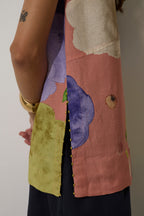Poppies V-Neck Top - Peach