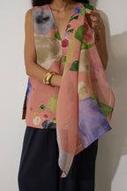 Poppies Chanderi Scarf - Blush