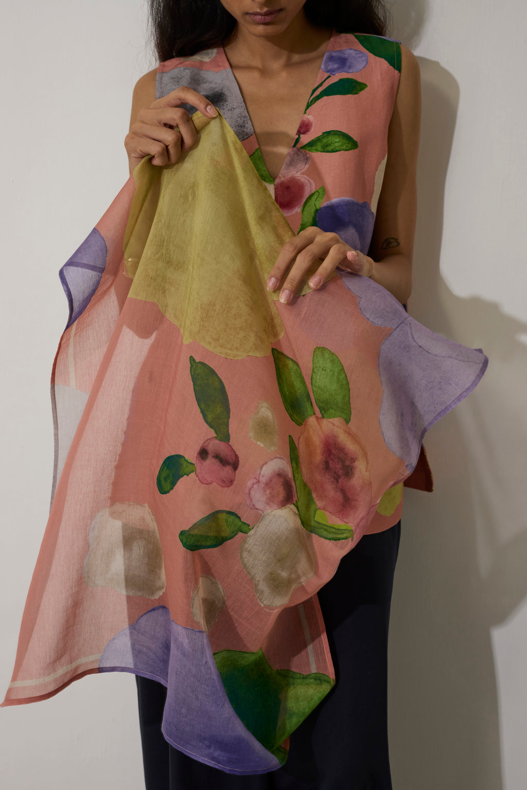 Poppies Chanderi Scarf - Blush