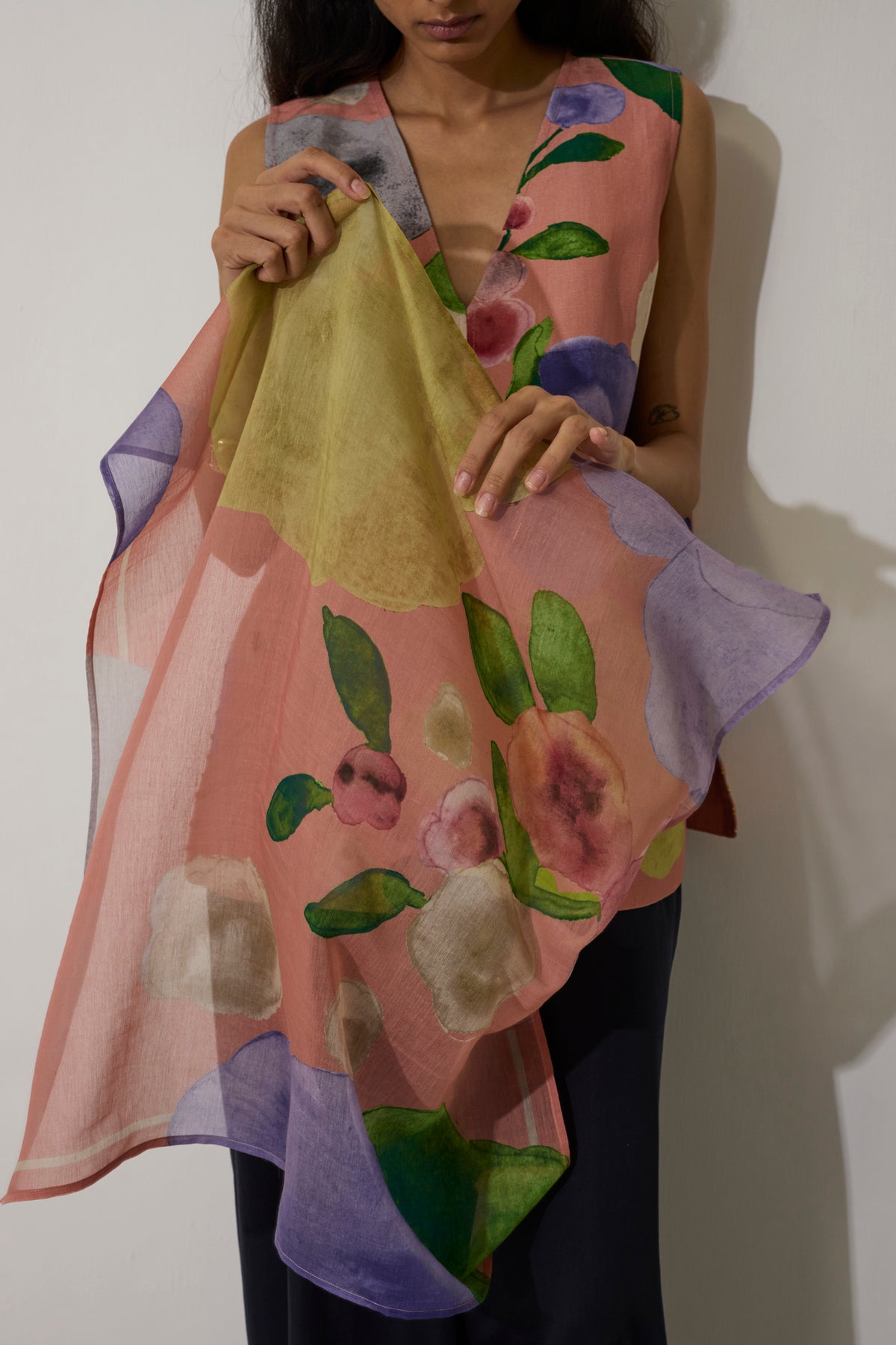 Poppies Chanderi Scarf - Blush