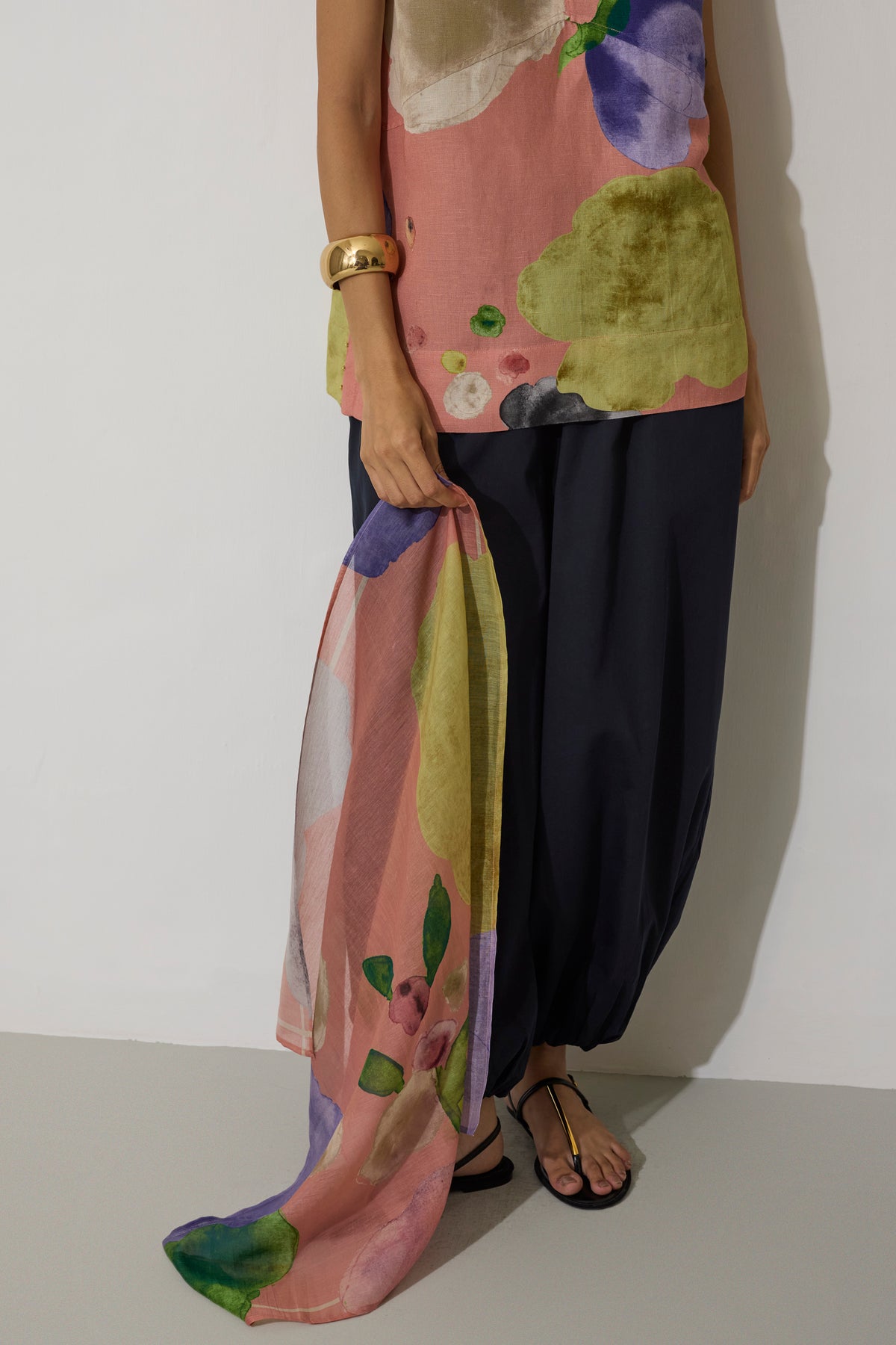 Poppies Chanderi Scarf - Blush