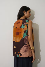Poppies V-Neck Top - Cocoa