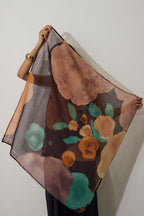 Poppies Chanderi Scarf - Cocoa