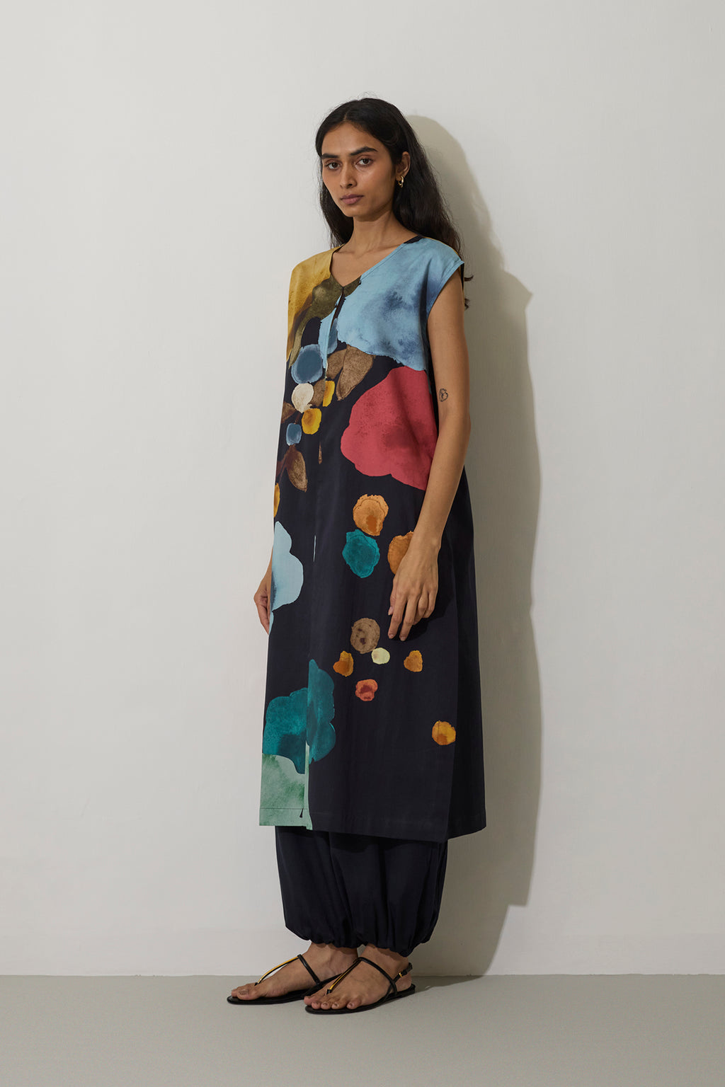 Poppies A-Line Kurta - Night