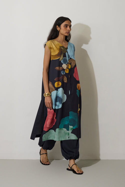 Poppies A-Line Kurta - Night