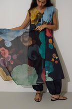 Poppies Chanderi Scarf - Night