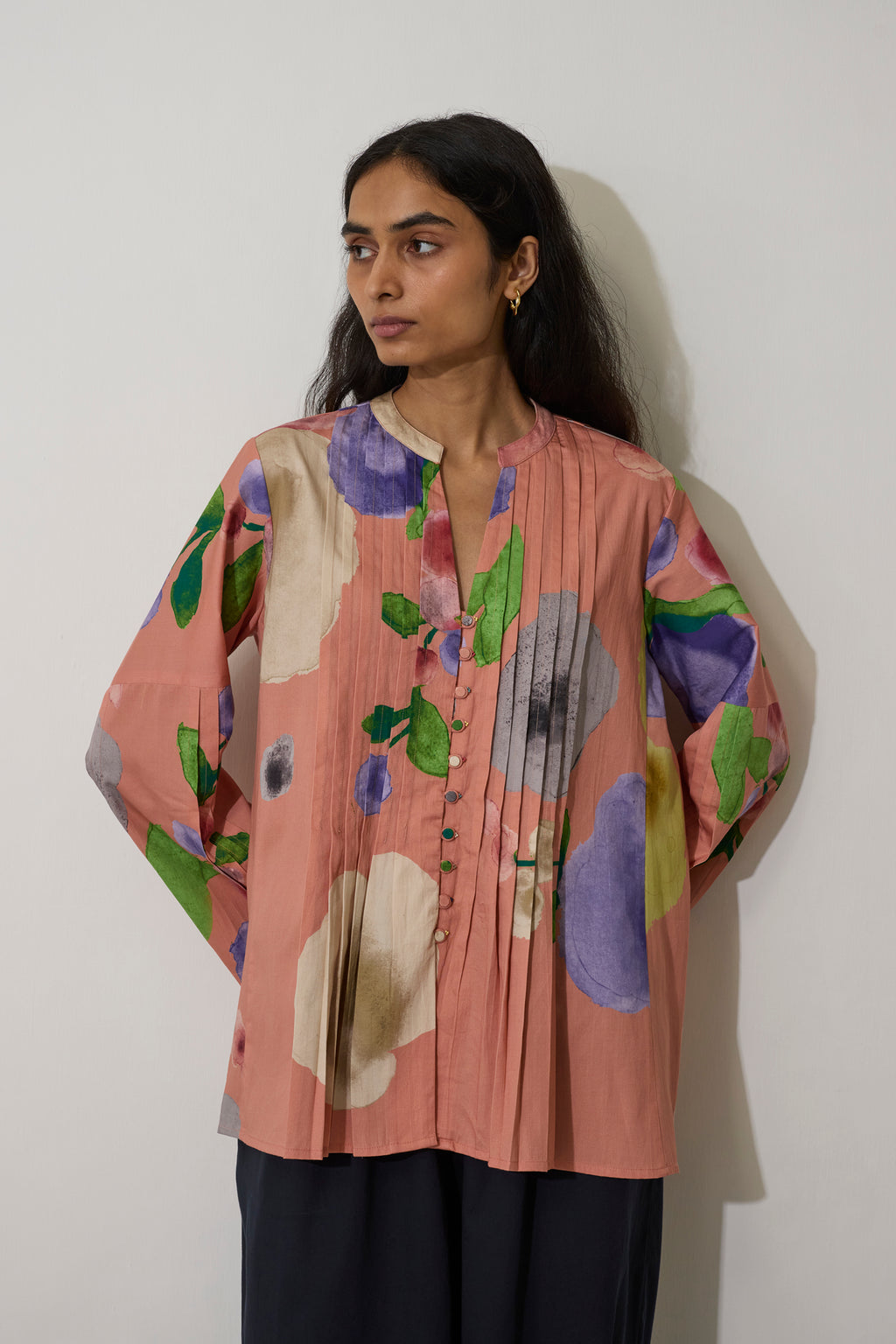 Poppies Pintuck Top - Peach