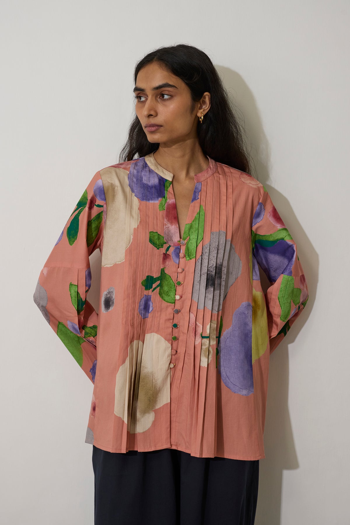 Poppies Pintuck Top - Peach