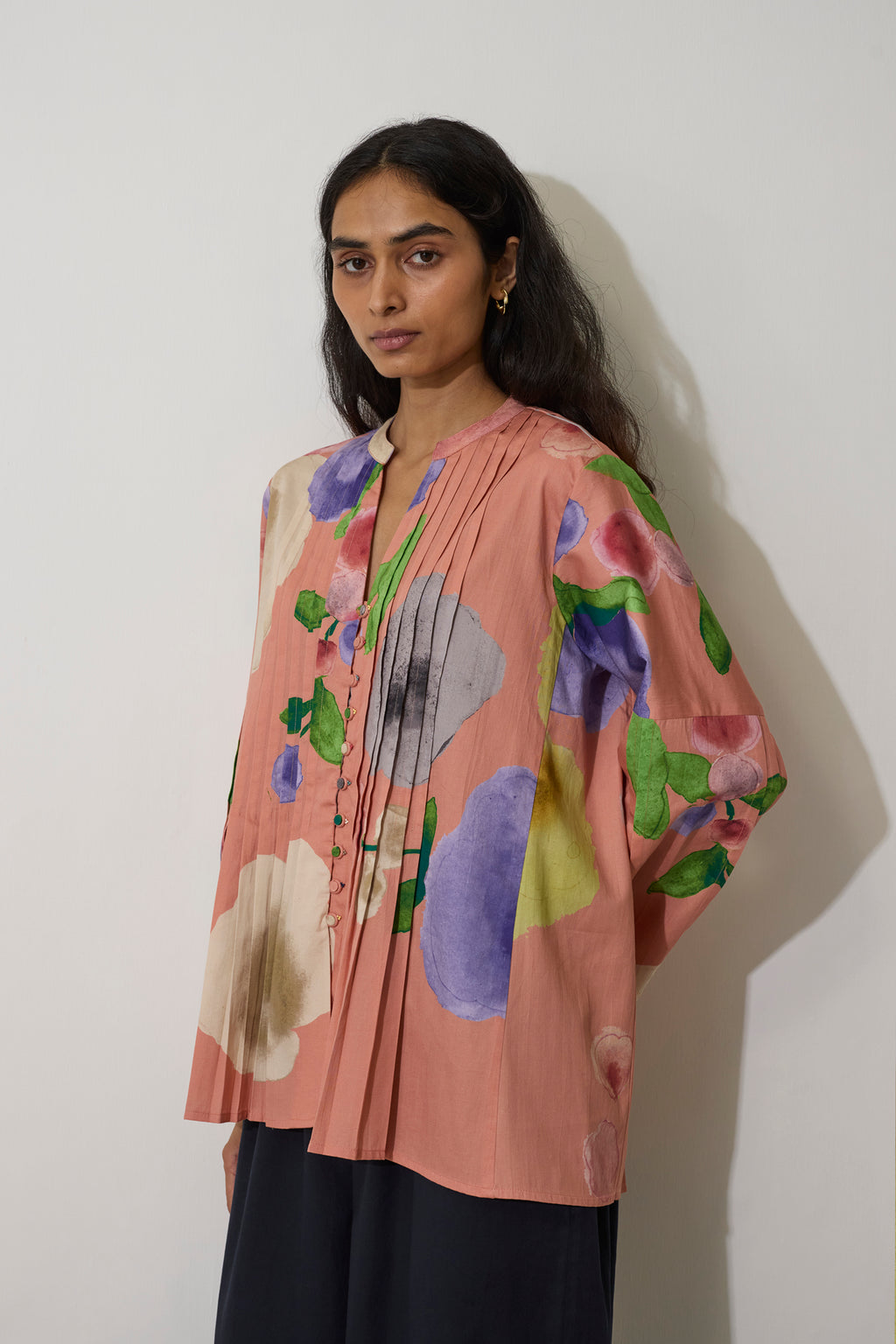 Poppies Pintuck Top - Peach