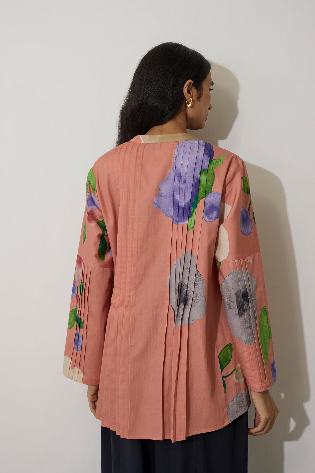 Poppies Pintuck Top - Peach
