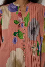 Poppies Pintuck Top - Peach