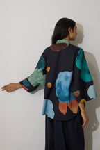 Poppies Oversized Embroidered Shirt - Night