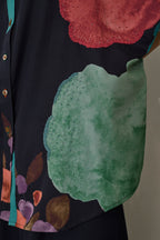 Poppies Oversized Embroidered Shirt - Night