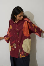 Poppies Oversized Embroidered Shirt - Mulberry