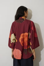 Poppies Oversized Embroidered Shirt - Mulberry