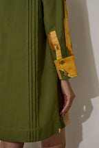 Poppies Relaxed Shirt Dress - Olive