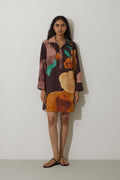 Poppies Relaxed Shirt Dress - Cocoa