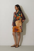 Poppies Relaxed Shirt Dress - Cocoa