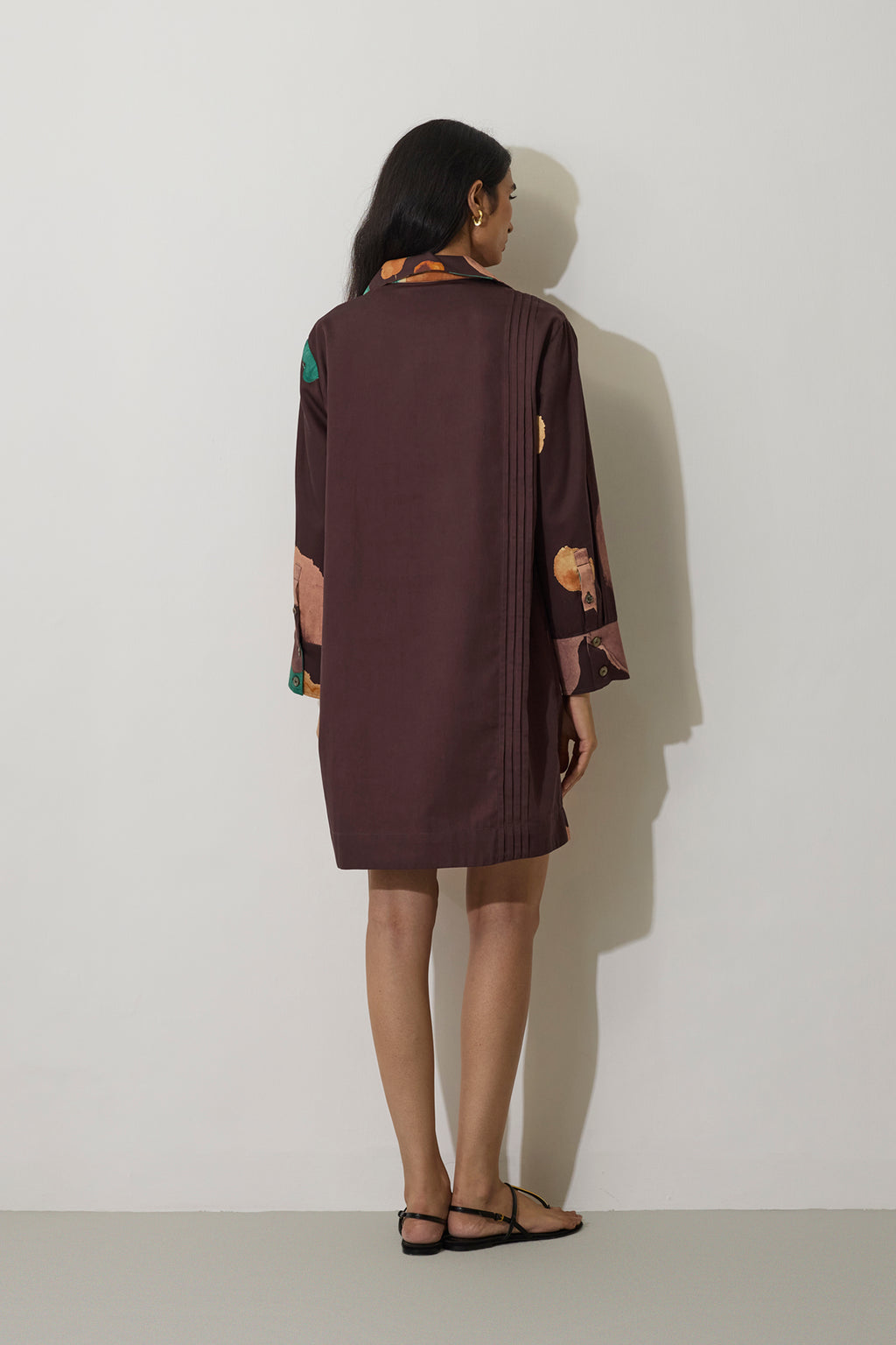 Poppies Relaxed Shirt Dress - Cocoa