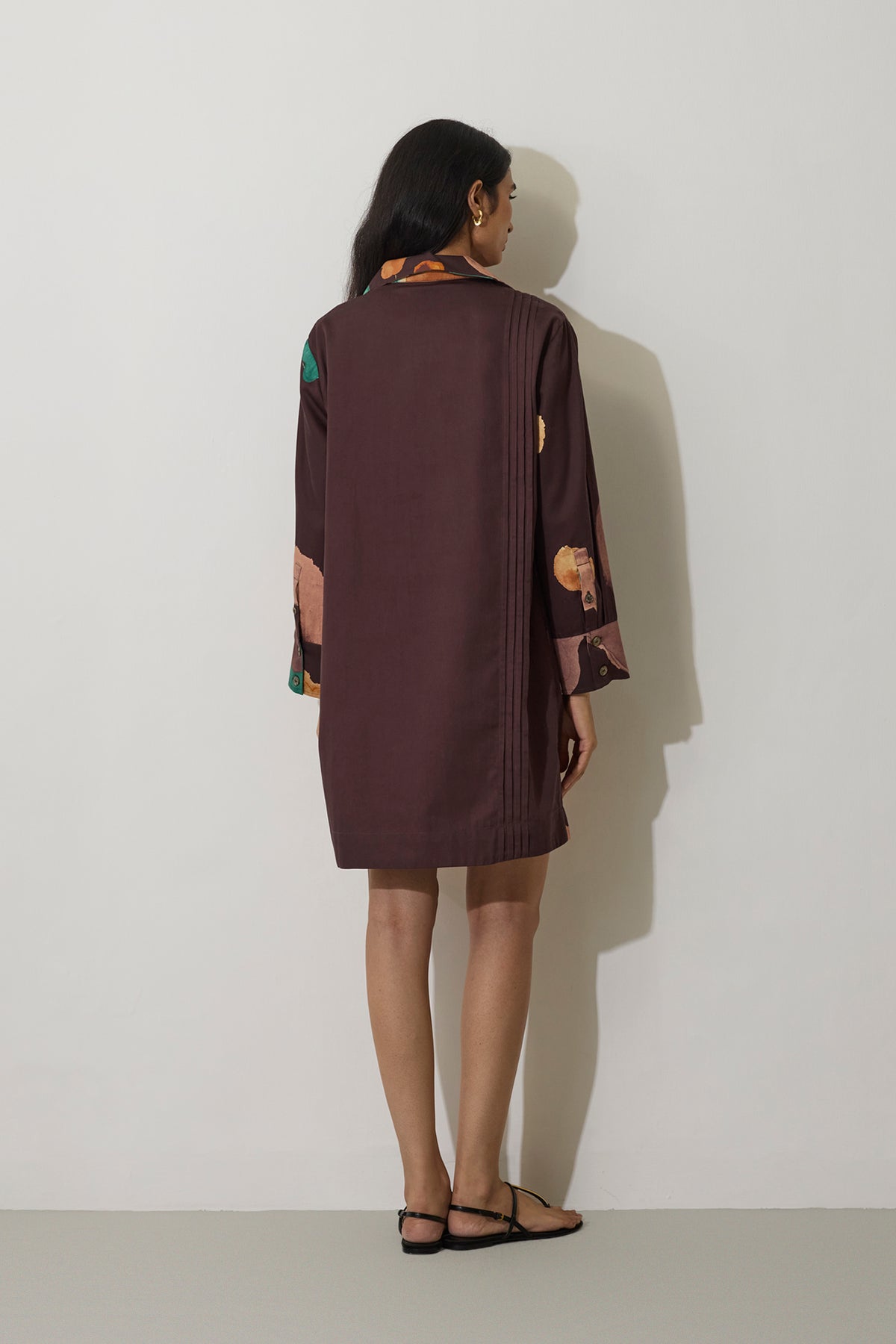 Poppies Relaxed Shirt Dress - Cocoa