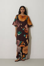Poppies Embroidered Curved-Hem Set - Cocoa
