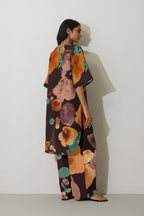 Poppies Embroidered Curved-Hem Set - Cocoa