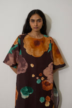 Poppies Embroidered Curved-Hem Set - Cocoa