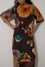 Poppies Embroidered Curved-Hem Set - Cocoa