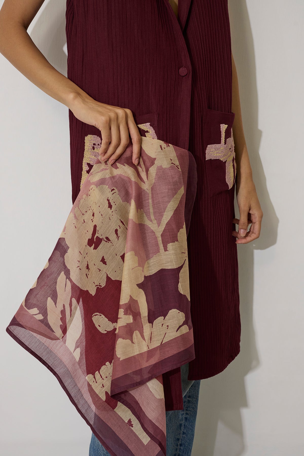 Marigold Stripe Square Scarf - Pink