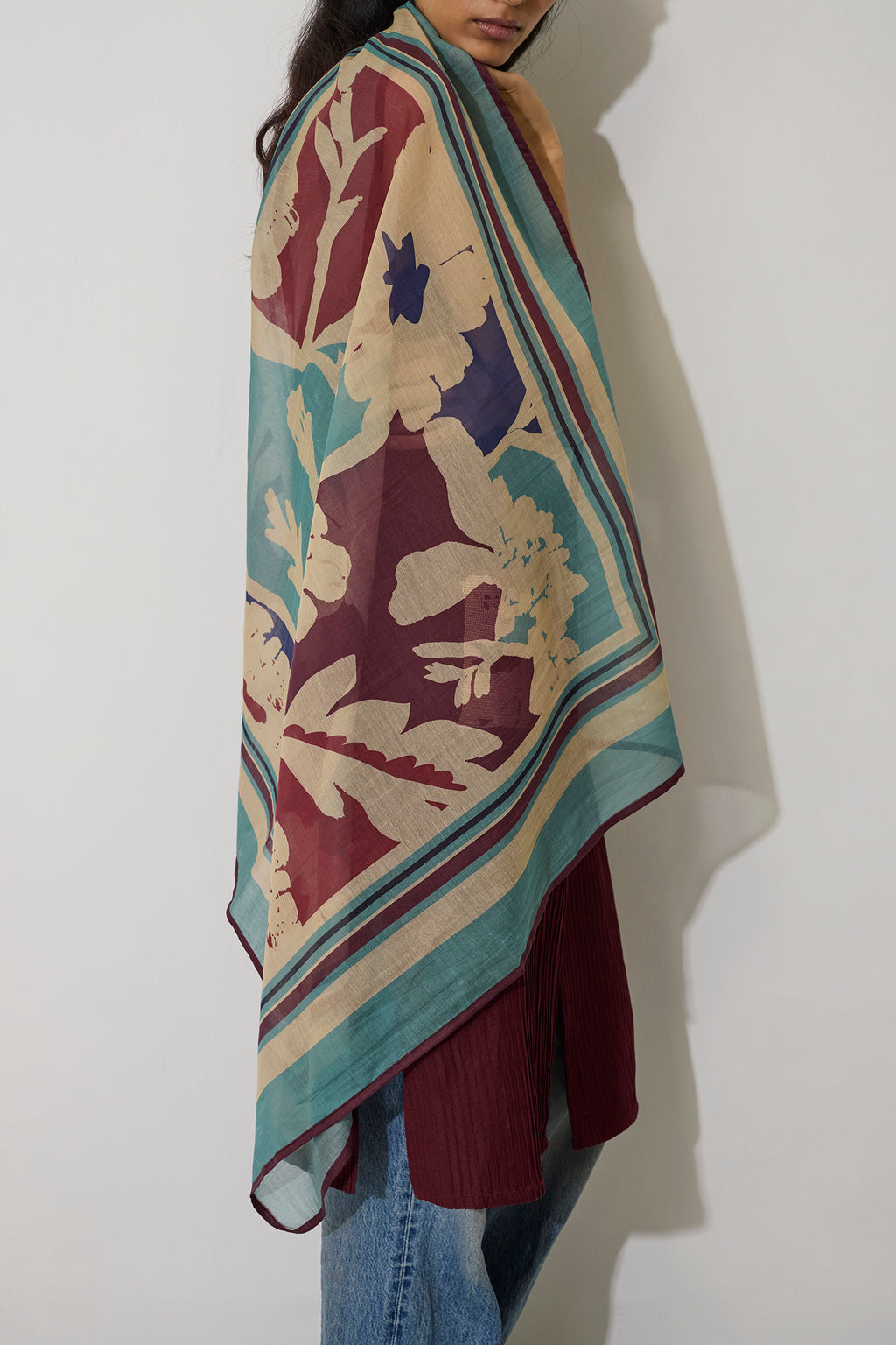 Marigold Stripe Square Scarf - Blue