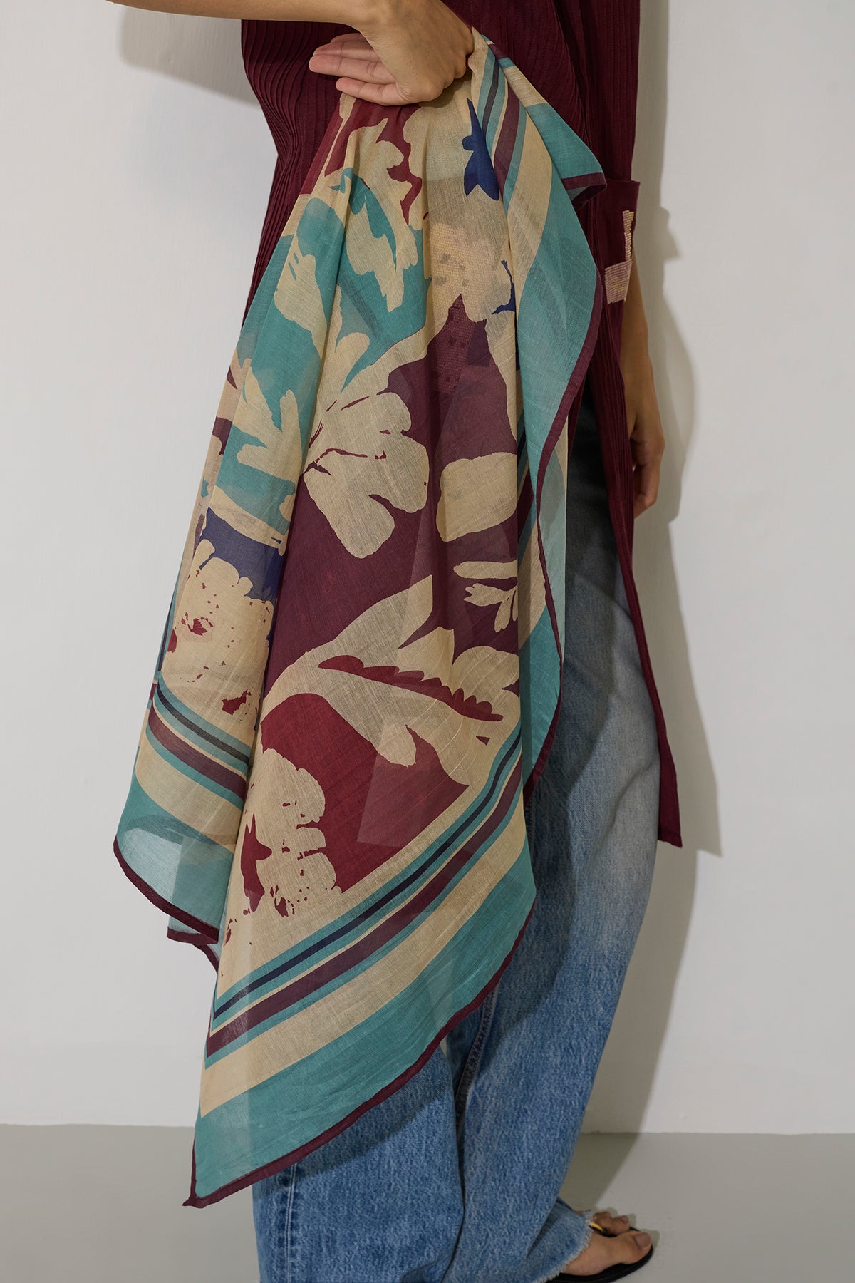 Marigold Stripe Square Scarf - Blue