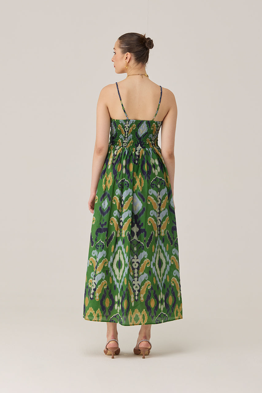 Empire Ikat Beaded Maxi Dress