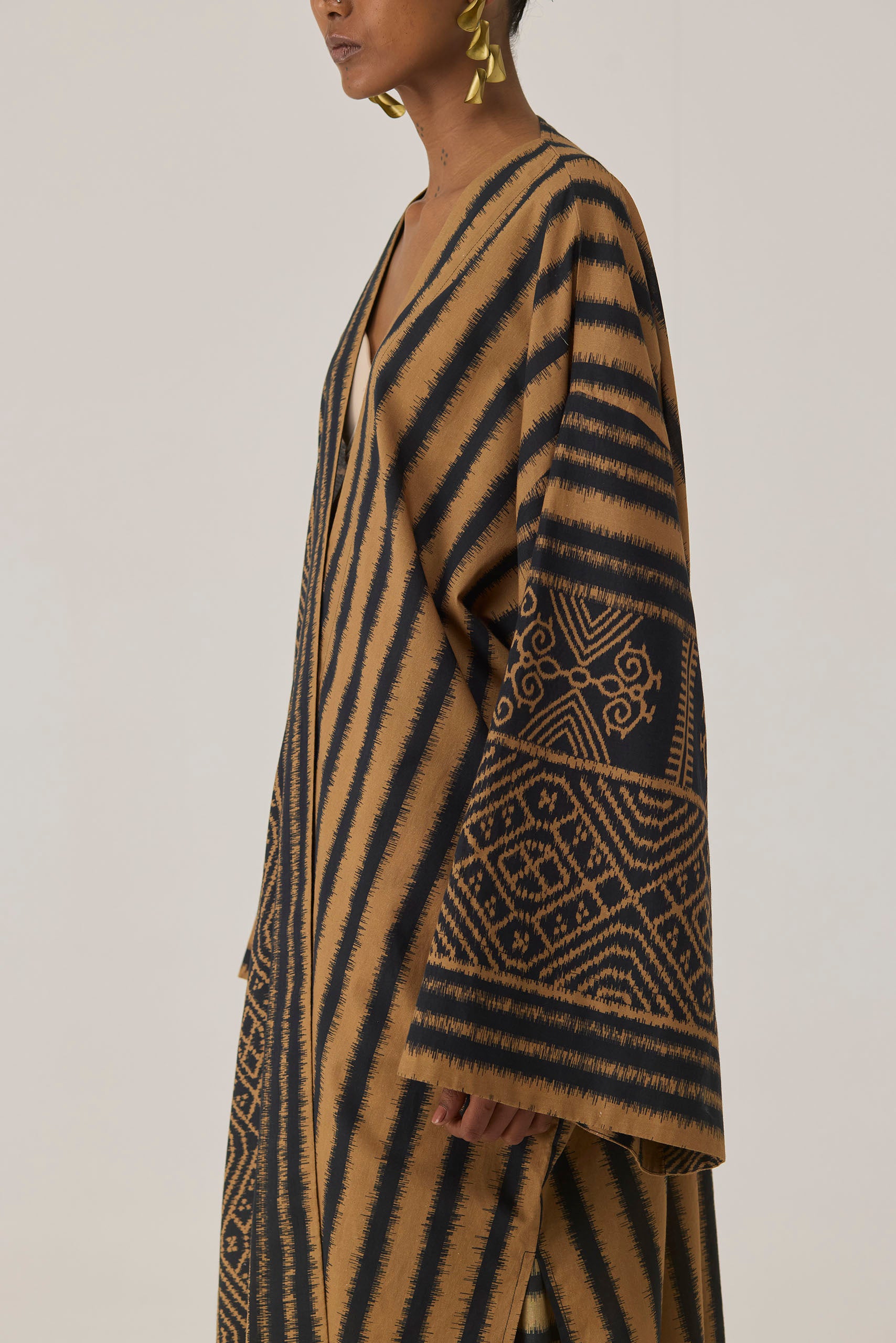 Gilded Geometric Ikat Kimono