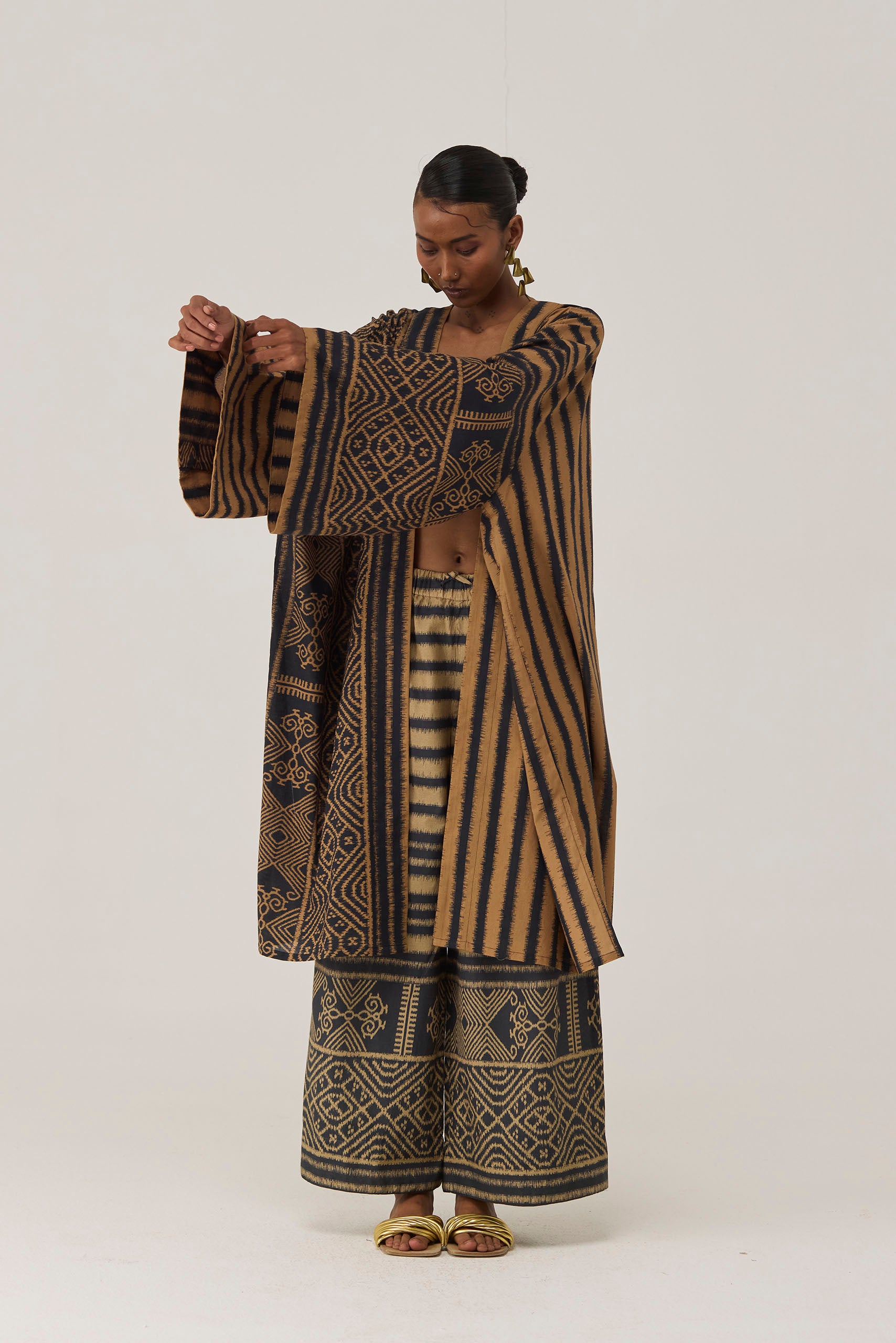 Gilded Geometric Kimono Co-ord Set