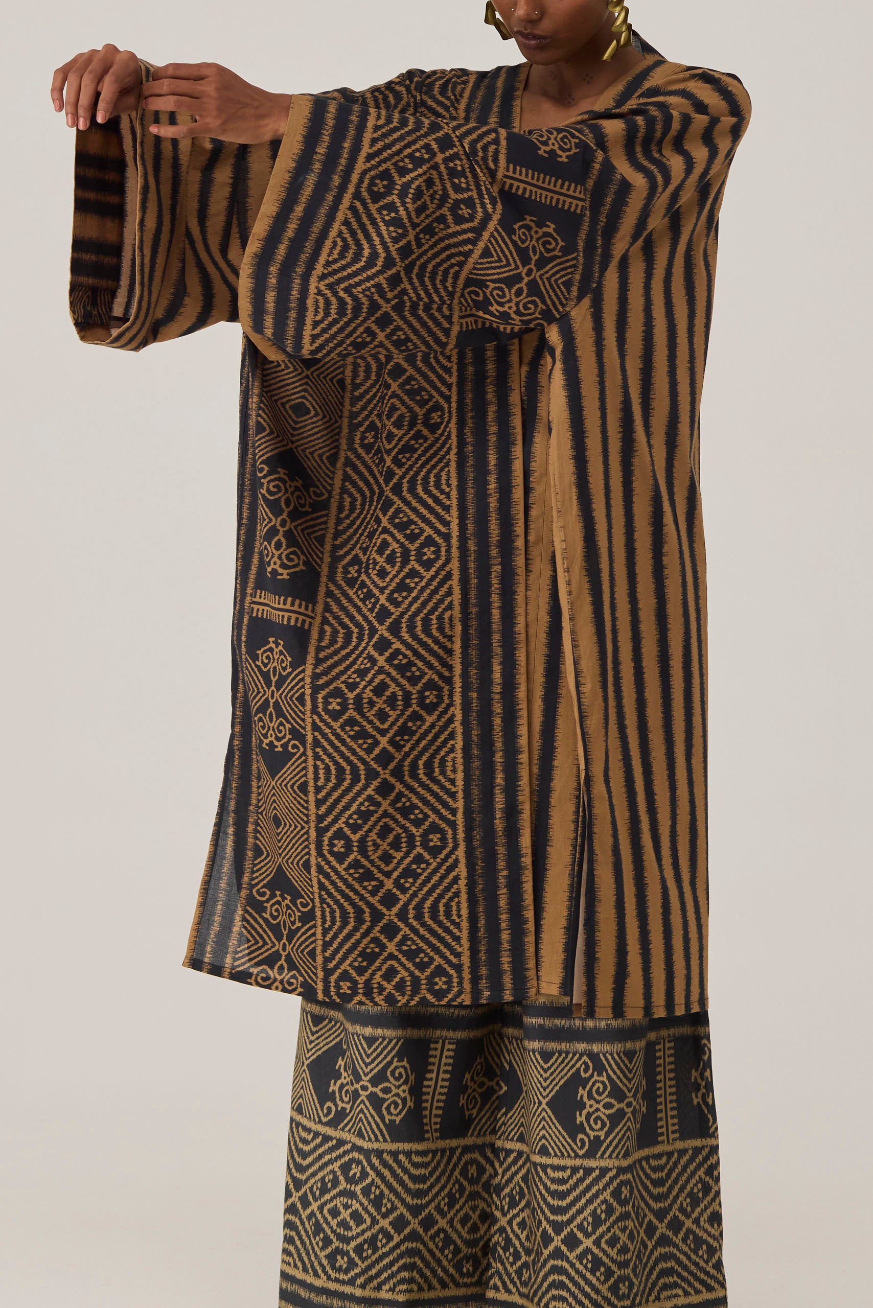 Gilded Geometric Kimono Co-ord Set