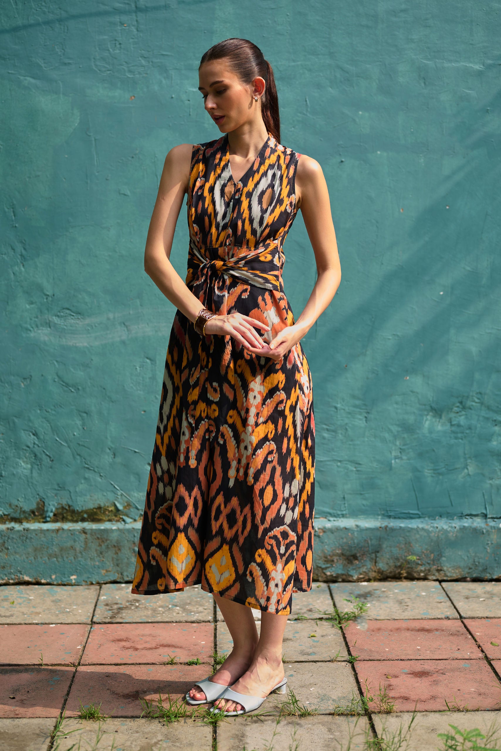 Bohemian Ikat Tie-Knot Dress