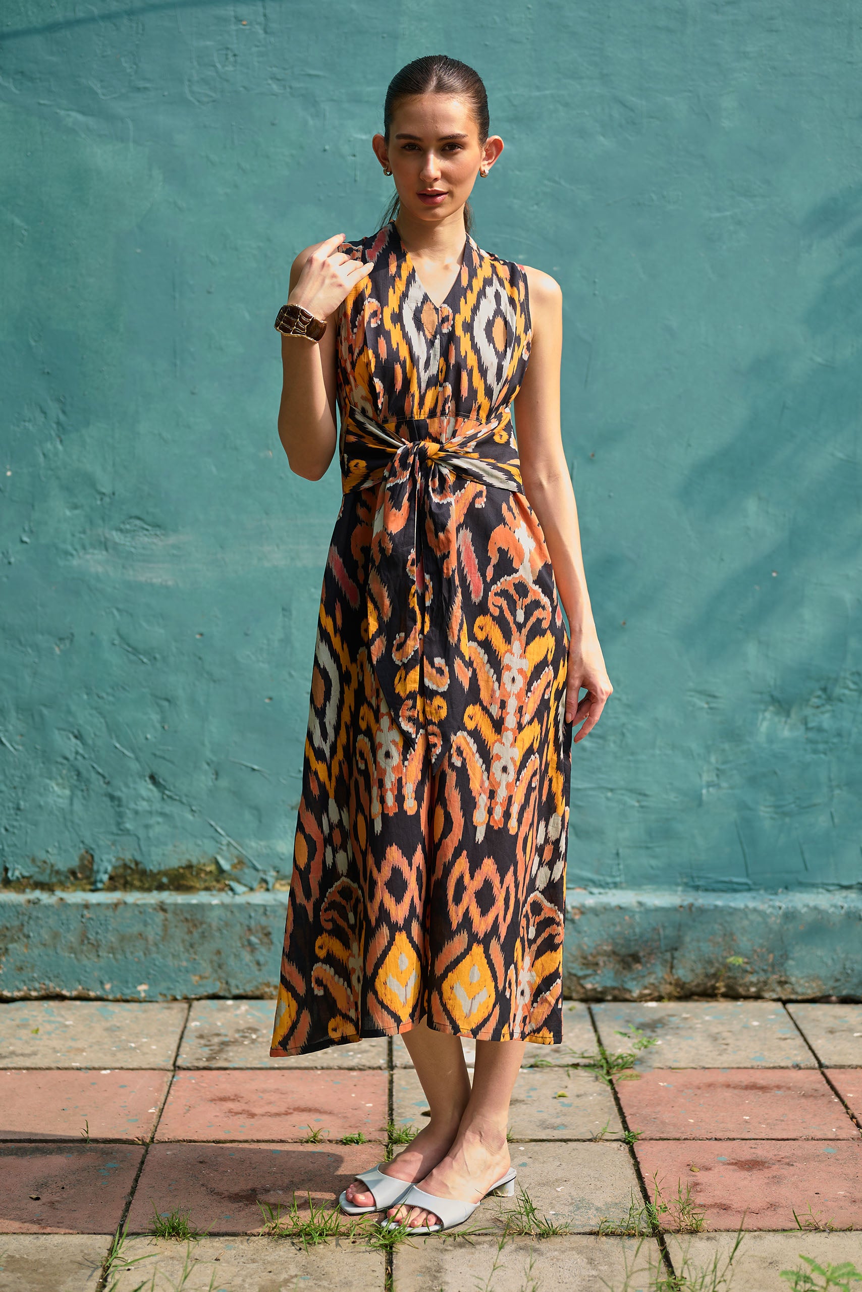 Bohemian Ikat Tie-Knot Dress