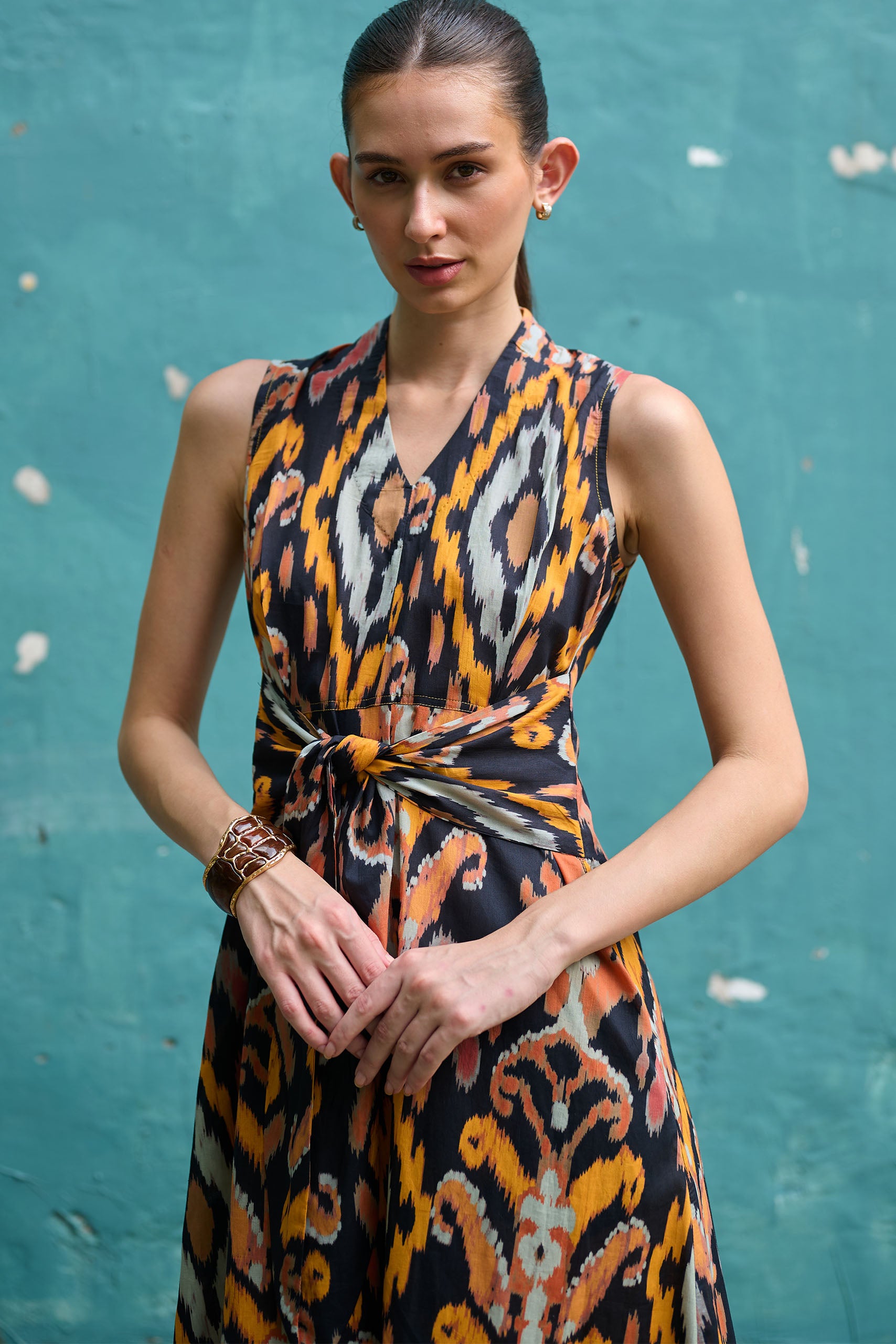 Bohemian Ikat Tie-Knot Dress