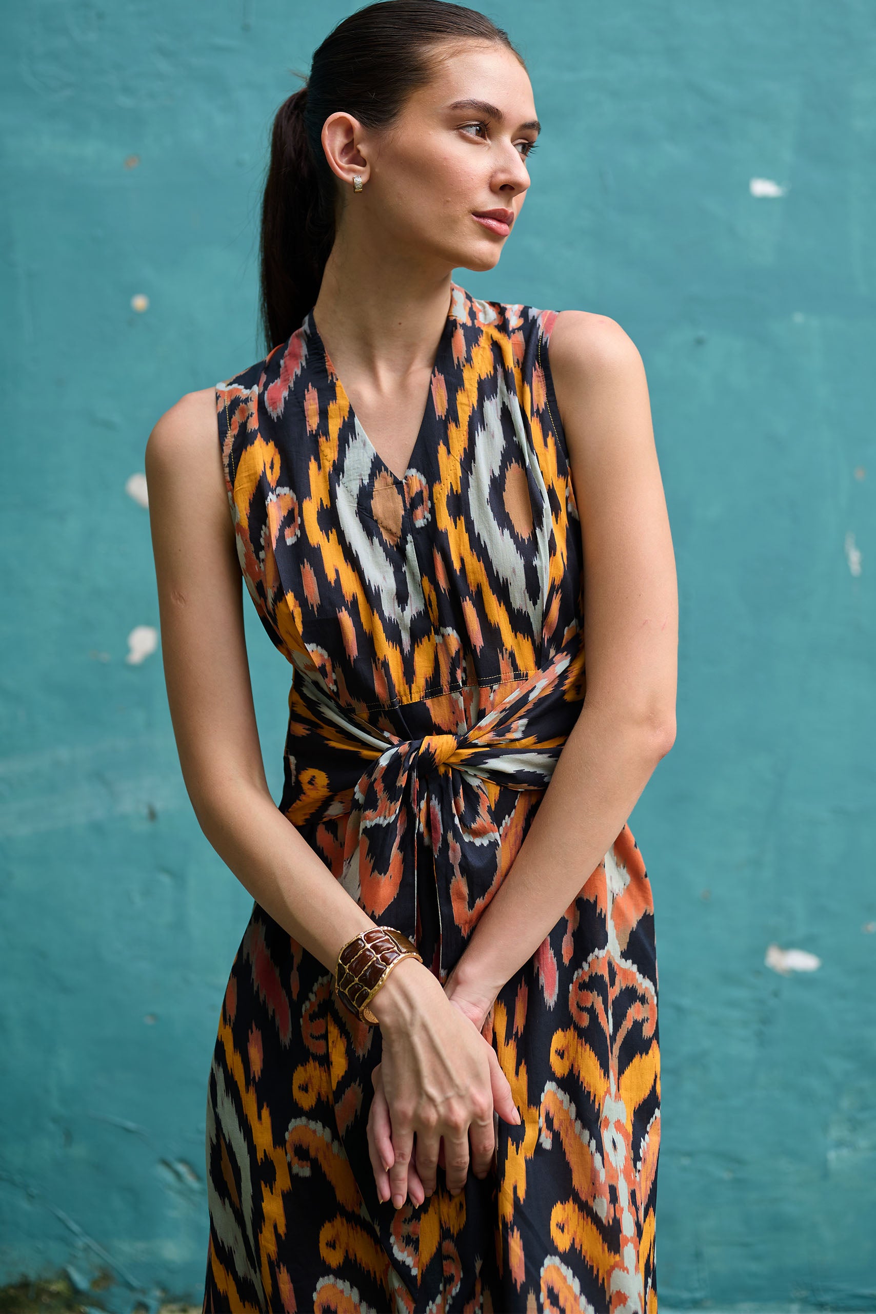Bohemian Ikat Tie-Knot Dress