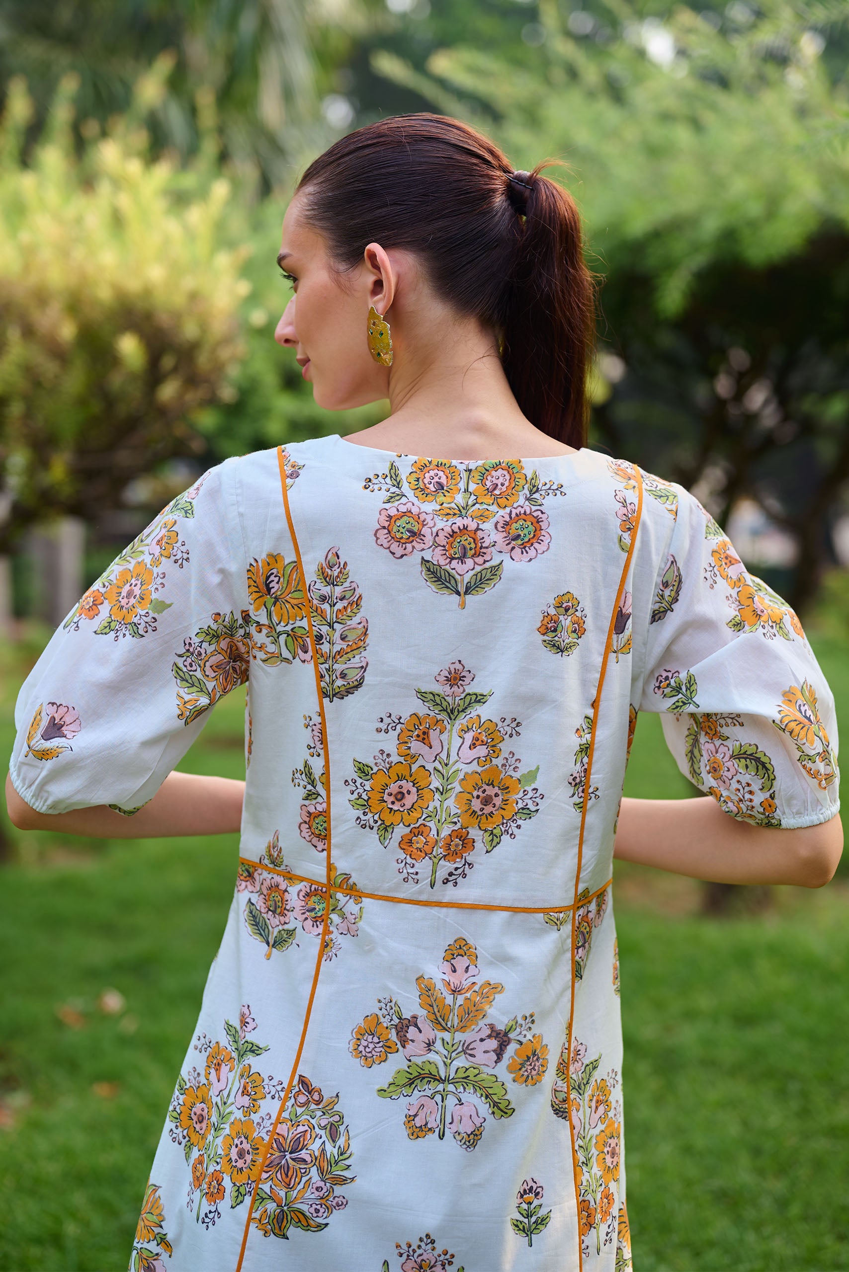 Botanical Bliss Panelled Midi Dress