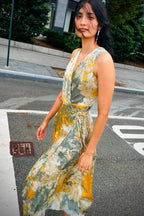 Gold Autumn Sleeveless Wrap Dress
