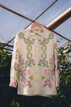 Ivory Floral Ikat Shirt