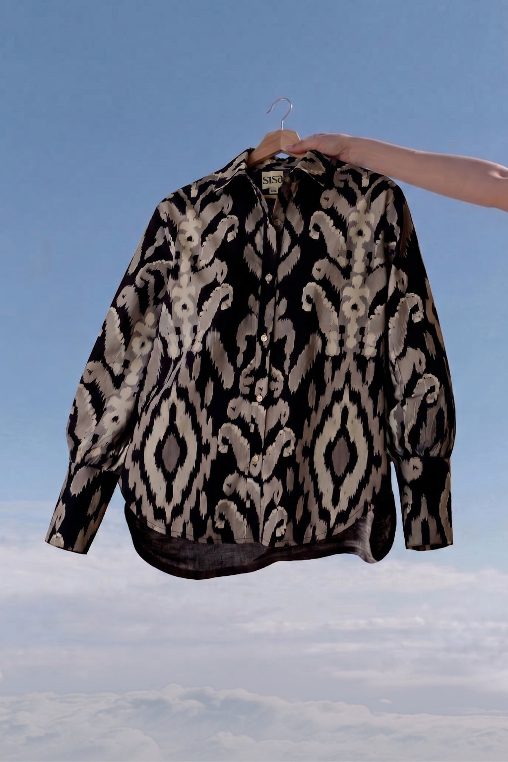 Greyscale Oversized Ikat Shirt