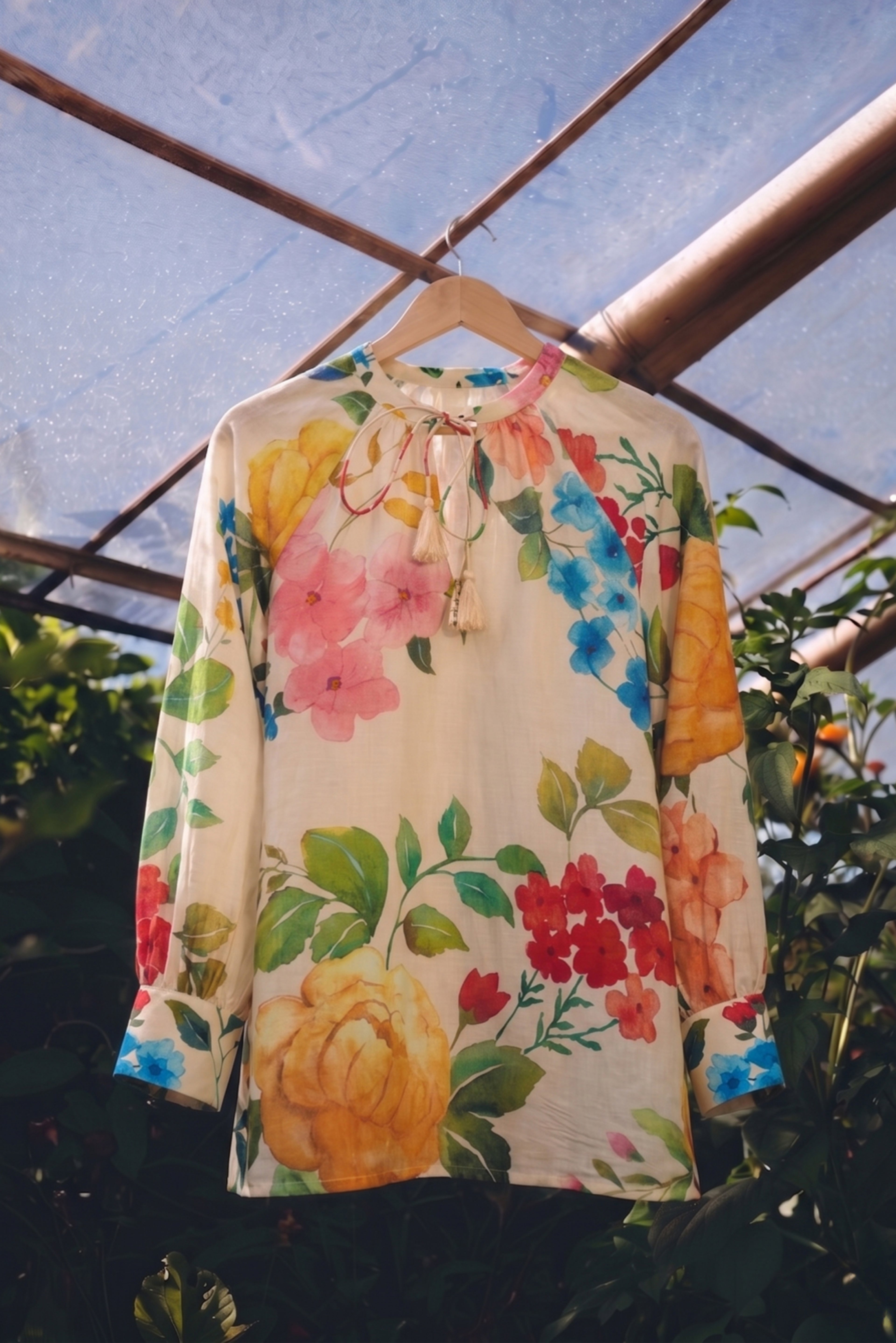 Beige Wildflower Tunic Top