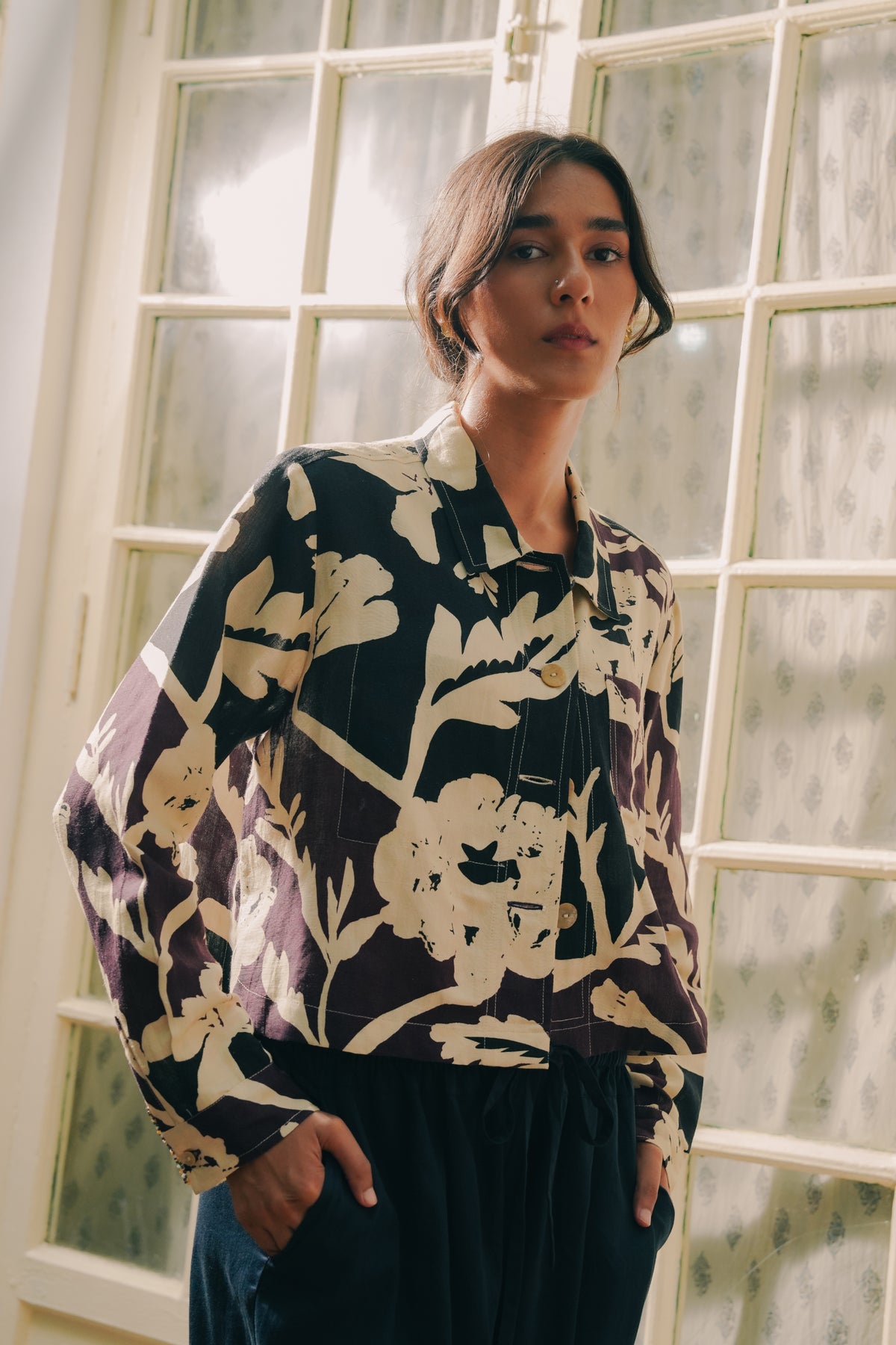 Marigold Crop Jacket - Charcoal