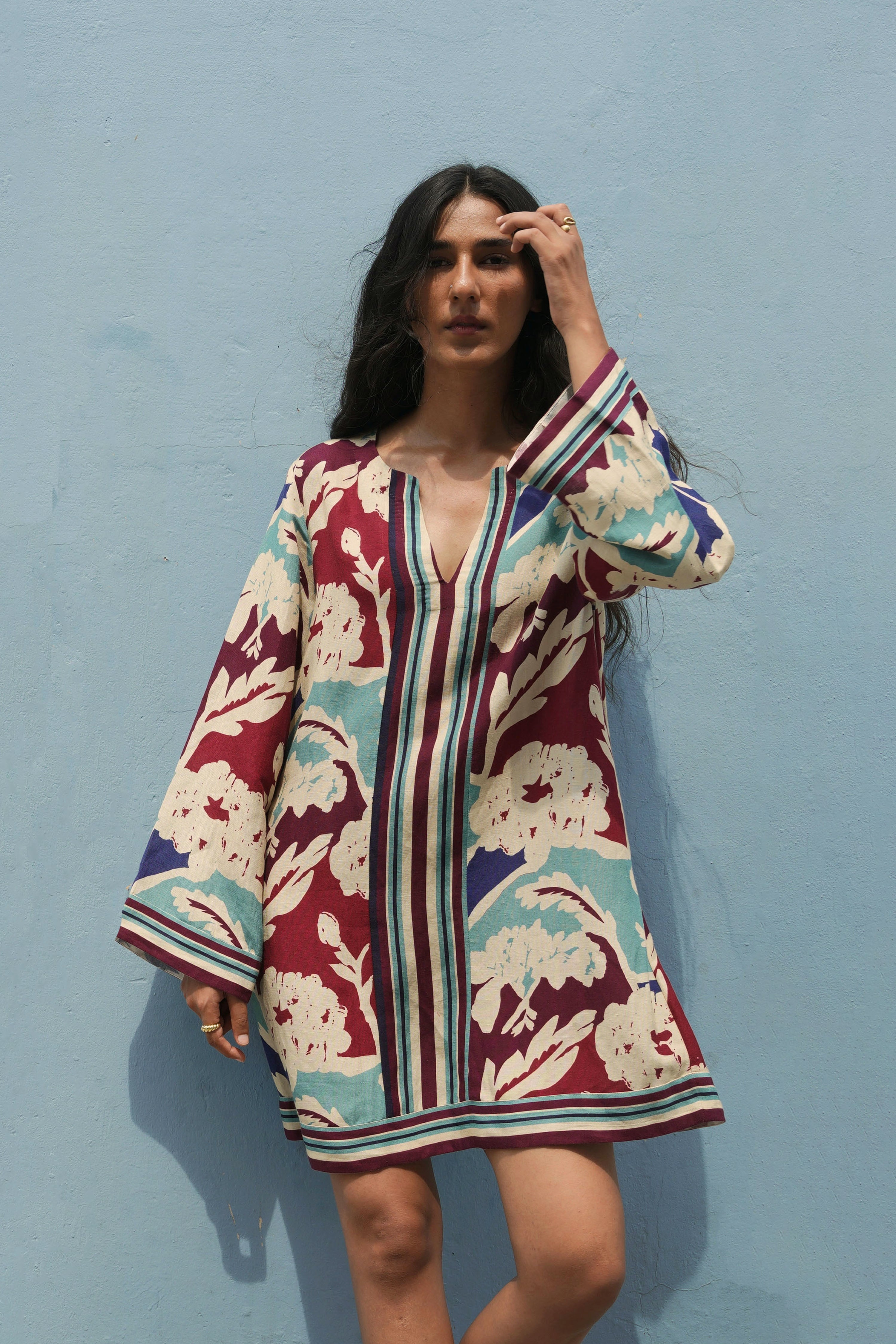 Marigold Stripe Shift Dress - Sky